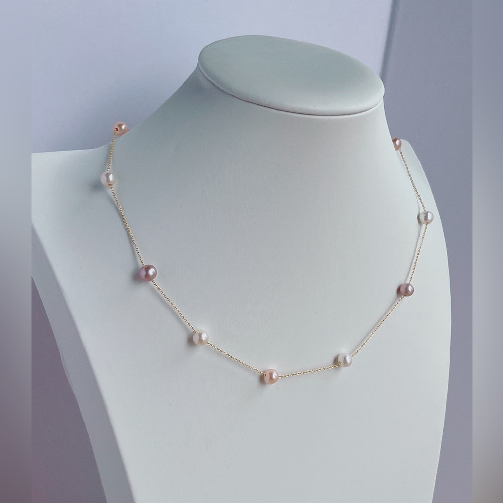 Black Friday Sale No 5 Handmade 14KGP Candy Color Freshwater Pearl Necklace - Picture 2 of 10